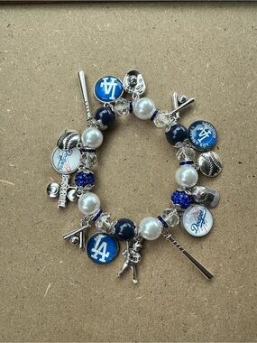 Los Angeles Dodgers Charm Bracelet - Blue, White & Silver